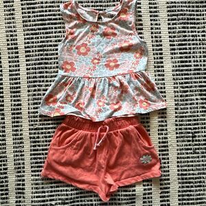 Limited Too Size 8 orange & white floral Print 2 piece set